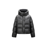 Women's Black Quilted Hooded Puffer Jacket