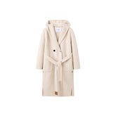 Women's Belted Double-Faced Wool Coat with Alpaca