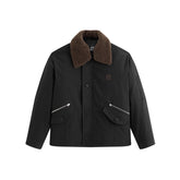 Men's Barn-Style Padded Jacket with Faux Fur Collar