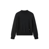 Women's Black Loose Fit Wool Pullover