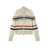 Women's Mock-Neck Colorblock Striped Knit Cardigan