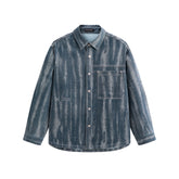 Men's Irregular Gradient-Print Denim Shirt