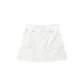 Women's White High-Waisted A-Line Mini Skirt