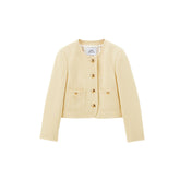 Women's Wool Blend Yellow Tweed Jacket