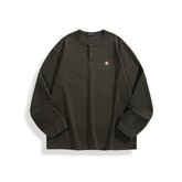 Men's Embroidered Henley Long-Sleeve T-Shirt