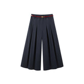 Women's Pleated Wide-Leg Pants with Belt