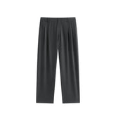 Men's Pleated Straight-Leg Fleece-Lined Suit Pants