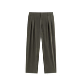 Men's Pleated Wide-Leg Fleece-Lined Suit Pants