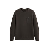 Men's Solid Knit Sweater with PU Pocket