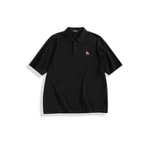 Men's Loose Solid Polo Shirt with Chest Embroidery