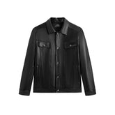 Men's Waxed Slim-Fit Leather Jacket