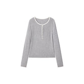 Women's Contrast-Trim Henley Knit Top