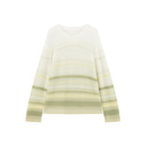 Women's Semi-Sheer Ombre Stripe Knit Pullover
