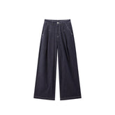 Women's Contrast-Stitched Wide-Leg Jeans