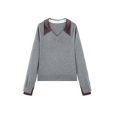 Women's Detachable V-Neck Wool-Blend Sweater