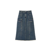 Women's Washed Cargo Denim Skirt
