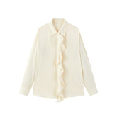 Women's Shirt with Detachable Ruffle Trim