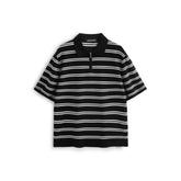 Men's Loose-Fit Striped Knit Polo Shirt