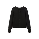 Women's Short Crewneck Knit Cardigan