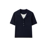 Women's Contrast Layered-Look Knit Top