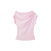 Women's Solid Drape-Neck Slim-Fit Tee