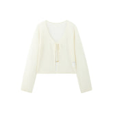 Women's Cropped Tie-Front Knit Cardigan