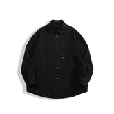 Men's Houndstooth Shirt with Contrast Topstitching