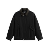 Men's Oversized Utility Jacket with Contrast Collar