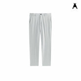 Men's Gray Textured Straight-Leg Pants