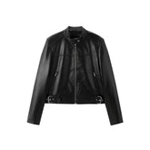 Women's Cropped Moto-Style PU Jacket