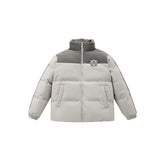 Men's Contrast Color Spliced PU Puffer Jacket