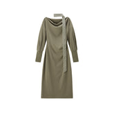 Women's Off-Shoulder Long-Sleeve Knit Dress