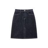 Women's Dark Blue Denim Midi Skirt