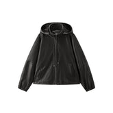 Women's Oversized Street-Style Hooded Leather Jacket