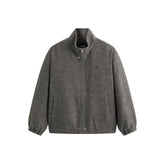 Men's Stand-Collar Wool-Blend Tailored Jacket