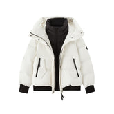 Women's Short Layered-Look Hooded Down Jacket