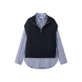 Women's Knit Vest and Plaid Shirt Two-Piece Set