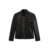 Men's Zip-Detail Moto Leather Jacket