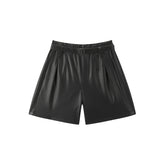 Women's High-Waist Fleece-Lined PU Shorts