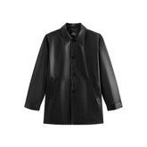 Men's Mid-Length Trench-Style Leather Coat