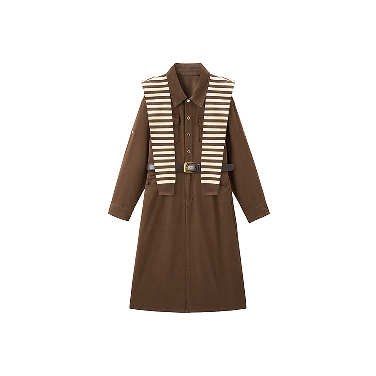Women's Safari-Style Utility Dress with Belt | Peacebird Women Fashion, Brown / XL Women's Safari-Style Utility Dress with Belt | Peacebird Women Fashion, Brown / XL