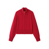 Women's Pure Wool Cropped Stand-Collar Cardigan