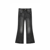 Women's Gradient Washed Flared Jeans with Split Hem