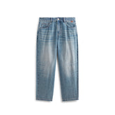 Men's Pleated Straight-Leg Wide Jeans