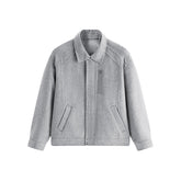 Men's Grey Wool-Blend Textured Jacket