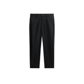 Men's Black Wool-Blend Tapered Pants