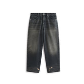 Men's Vintage Distressed Ripped Wide-Leg Cotton Jeans