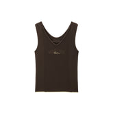 Women's V-Neck Jacquard Embroidered Tank Top