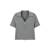 Women's Breathable Collared Knit Short-Sleeve Cardigan