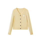 Women's Short V-Neck Embroidered Cardigan